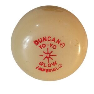 Duncan Glow Imperial Yo-Yo Vintage Cream Red Lettering Looping Toy w/string USA